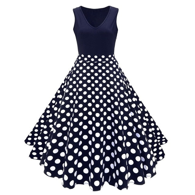 Women Floral Print High Waist Vintage Dress