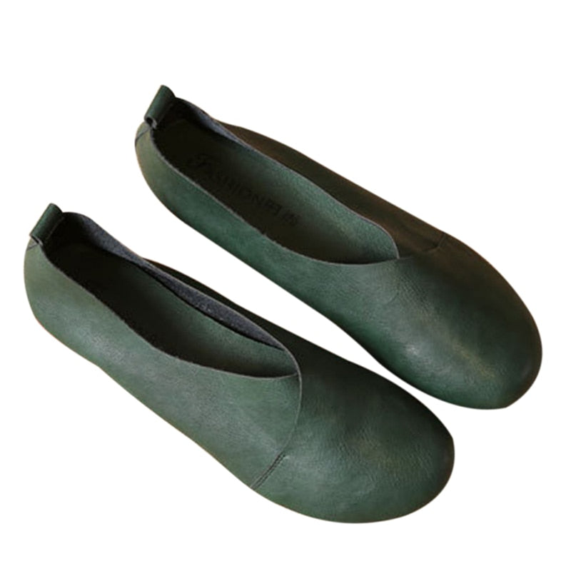 Woman Hand-sewn Genuine Leather Flat Shoes