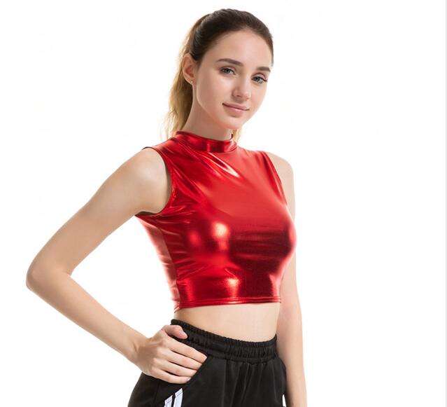 Women Gold Fashion Sleeveless Slim Crop Tank Top